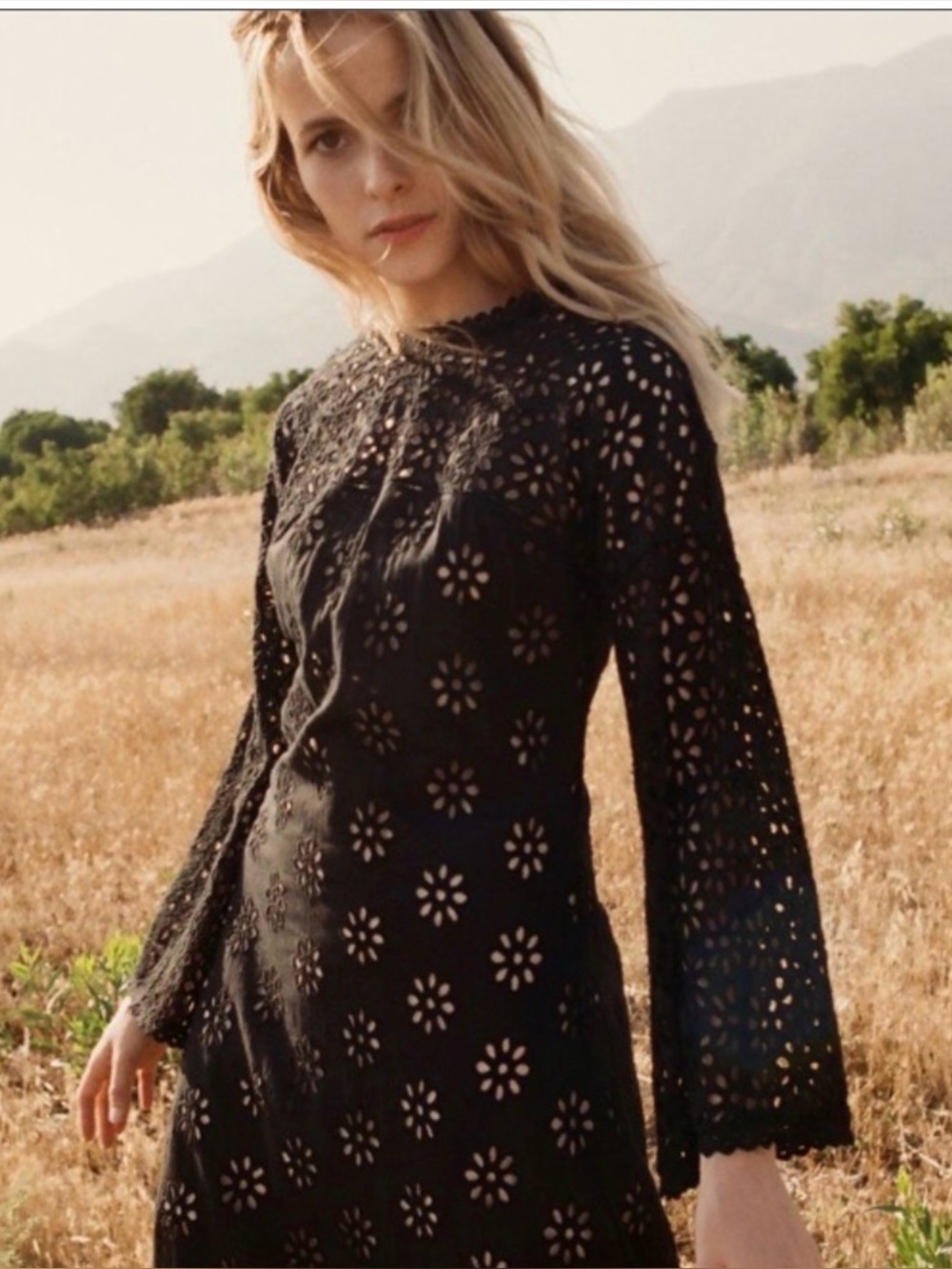 Doen Francoise Midi Eyelet Dress in Black - Picture 12 of 12